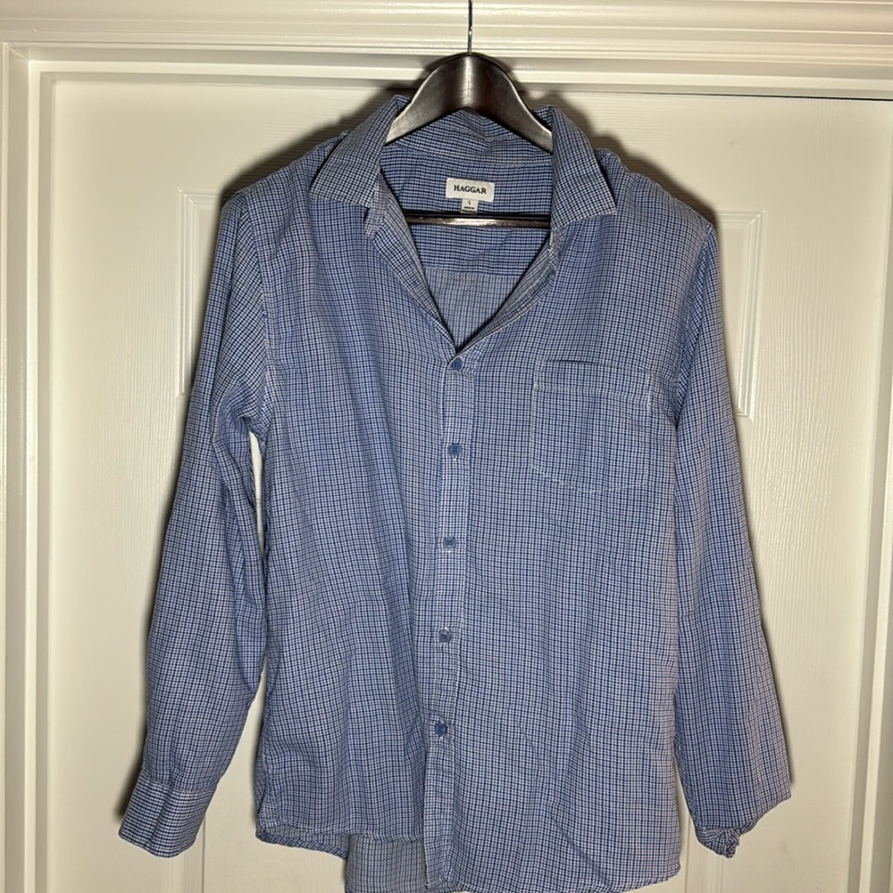 Haggar Large Blue Dress Shirt